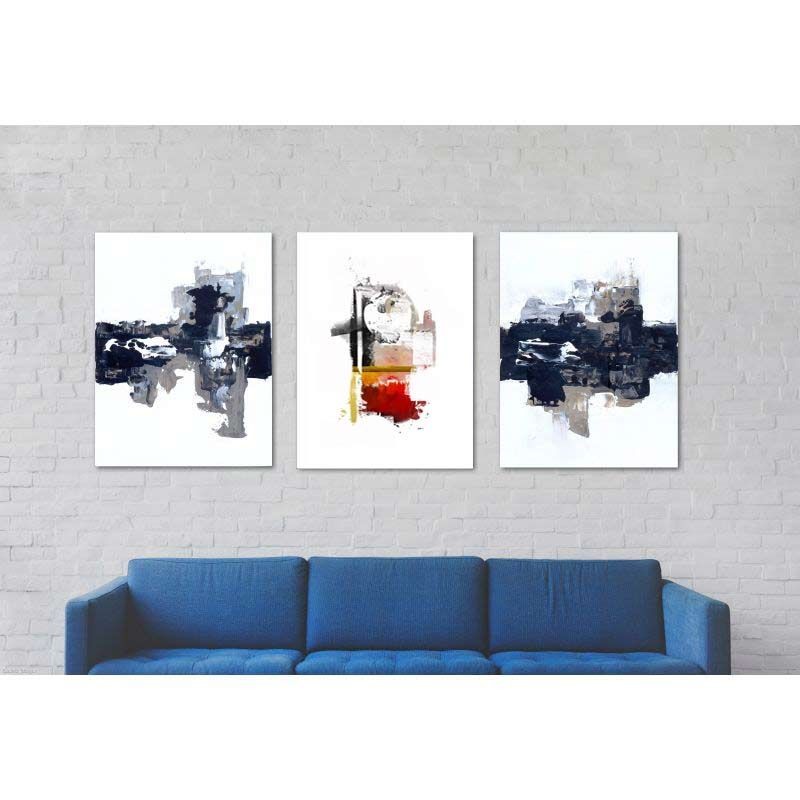 Arte moderno, Tres lienzos abstracción moderna decoración pared Abstractos Pintura Abstracta venta online